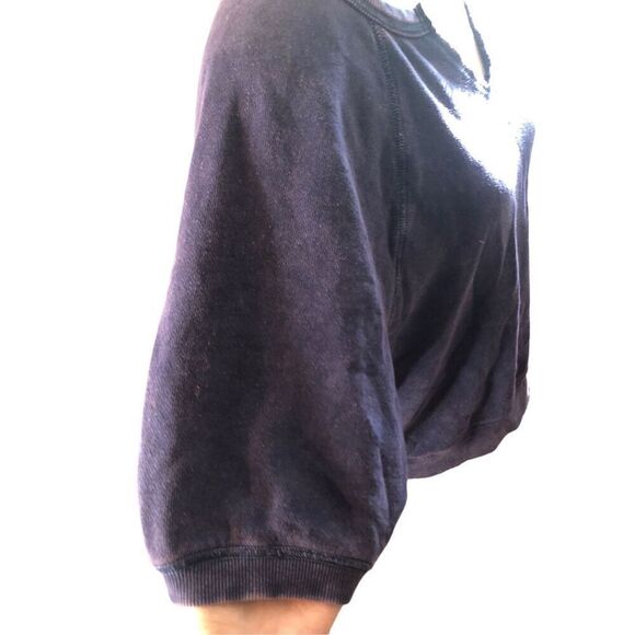 Sundance blue distressed wash vee neck short sketch cotton light pullover sweats - Picture 5 of 11
